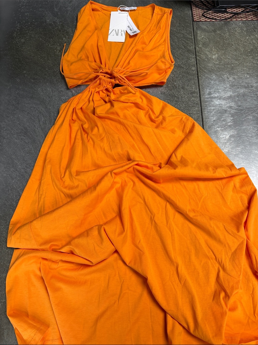 Zara Vibrant Orange Tie-Front Maxi Dress